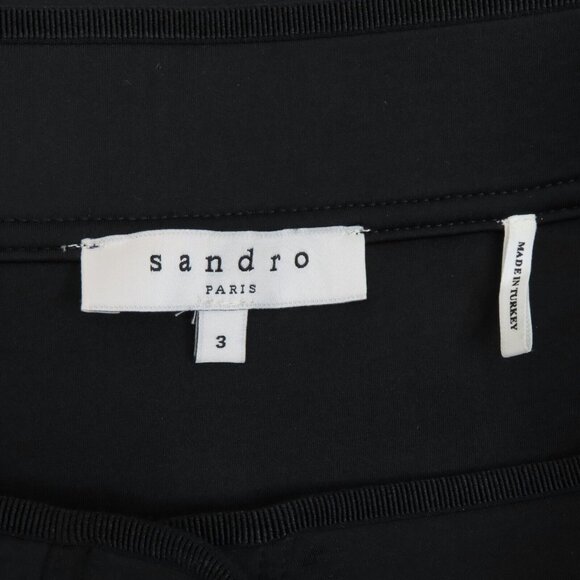Sandro Paris Womens 3 Juliena Black Neoprene Scuba Fabric Snap Skirt Pockets - Picture 4 of 9
